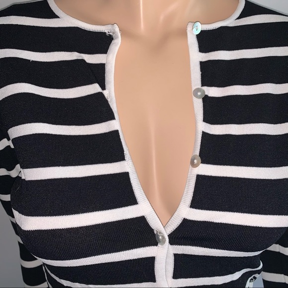 Retro Cherry Striped Y2K Ribbed Cardigan Sweater - Picture 13 of 15